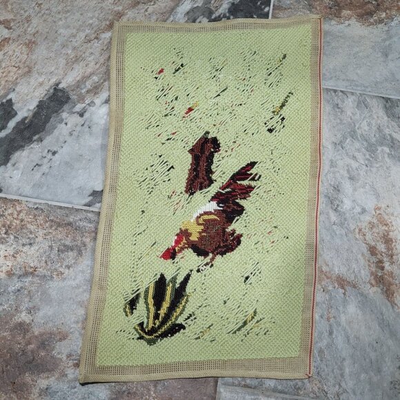 Handmade Finished Pair Completed Cross Stitch Rooster Hen Chicken Embroidery Unf - Picture 15 of 16